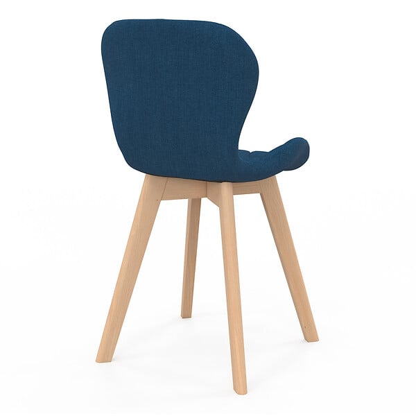 ID MARKET - Lot de 4 chaises ROBINE en tissu bleu canard pour salle à manger - large