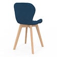 ID MARKET - Lot de 4 chaises ROBINE en tissu bleu canard pour salle à manger - vignette
