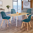 ID MARKET - Lot de 4 chaises MANDY bleu canard pour salle à manger - vignette