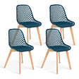 ID MARKET - Lot de 4 chaises MANDY bleu canard pour salle à manger - vignette