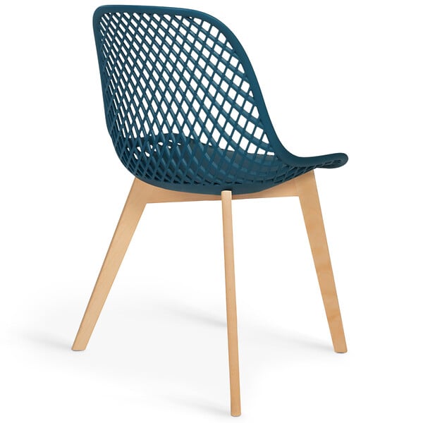 ID MARKET - Lot de 4 chaises MANDY bleu canard pour salle à manger - large