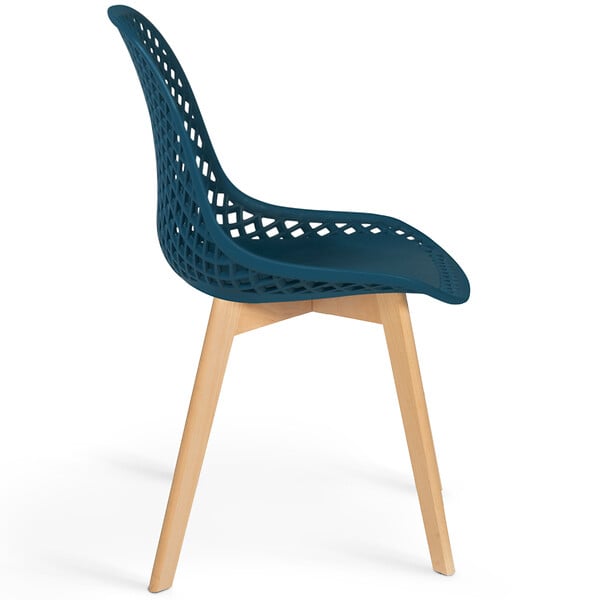 ID MARKET - Lot de 4 chaises MANDY bleu canard pour salle à manger - large