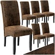 TECTAKE - Ensemble de 6 chaises de salle à manger aspect cuir marron foncé - vignette