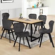 ID MARKET - Lot de 6 chaises ROBINE en velours gris foncé pieds noirs - vignette
