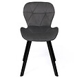 ID MARKET - Lot de 6 chaises ROBINE en velours gris foncé pieds noirs - vignette
