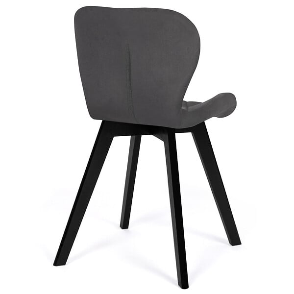 ID MARKET - Lot de 6 chaises ROBINE en velours gris foncé pieds noirs - large
