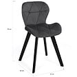 ID MARKET - Lot de 6 chaises ROBINE en velours gris foncé pieds noirs - vignette