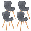 ID MARKET - Lot de 4 chaises ROBINE en tissu gris foncé pour salle à manger - vignette