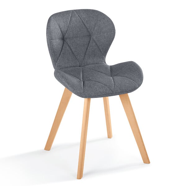 ID MARKET - Lot de 4 chaises ROBINE en tissu gris foncé pour salle à manger - large
