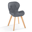 ID MARKET - Lot de 4 chaises ROBINE en tissu gris foncé pour salle à manger - vignette