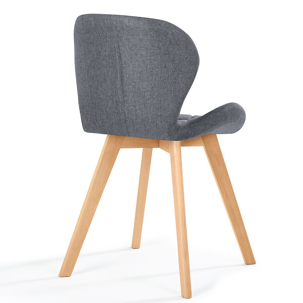 ID MARKET - Lot de 4 chaises ROBINE en tissu gris foncé pour salle à manger - large