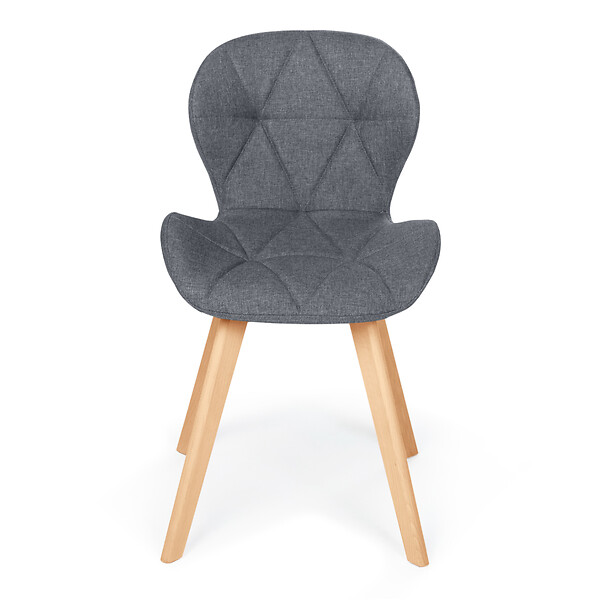 ID MARKET - Lot de 4 chaises ROBINE en tissu gris foncé pour salle à manger - large