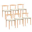 ID MARKET - Lot de 6 chaises NOE en imitation bois et assise en tissu beige pour salle à manger - vignette
