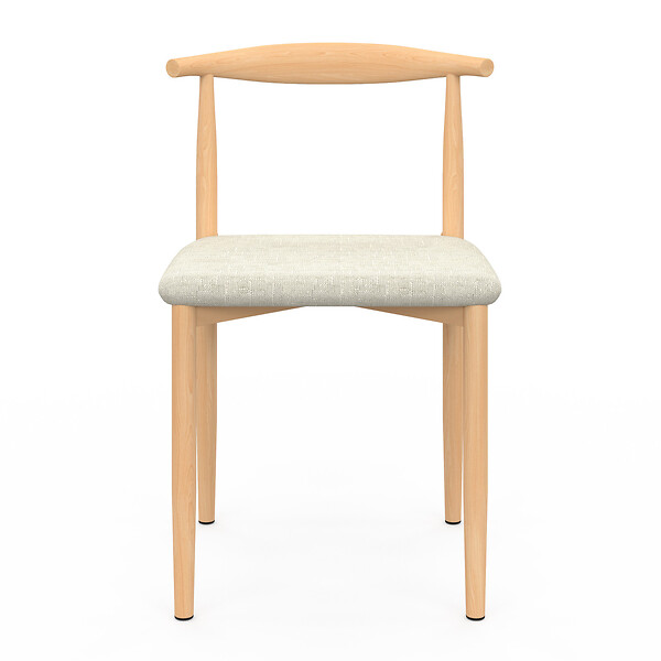 ID MARKET - Lot de 6 chaises NOE en imitation bois et assise en tissu beige pour salle à manger - large