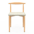 ID MARKET - Lot de 6 chaises NOE en imitation bois et assise en tissu beige pour salle à manger - vignette