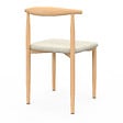 ID MARKET - Lot de 6 chaises NOE en imitation bois et assise en tissu beige pour salle à manger - vignette