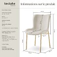 TECTAKE - 6 chaises rembourrées en velours forme ergonomique blanc/doré - vignette