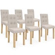 ID MARKET - Lot de 6 chaises POLGA capitonnées beiges pour salle à manger - vignette