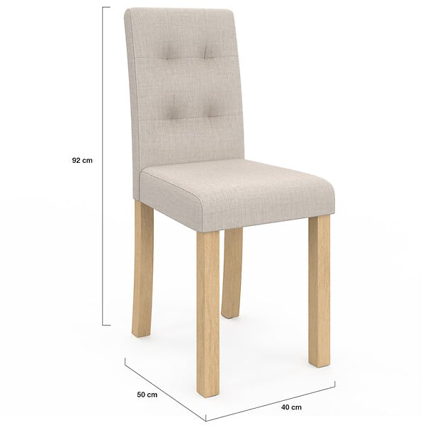 ID MARKET - Lot de 6 chaises POLGA capitonnées beiges pour salle à manger - large