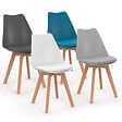 ID MARKET - Lot de 4 chaises scandinaves SARA mix color gris foncé, gris clair, blanc et bleu - vignette