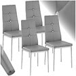 TECTAKE - Ensemble 4 chaises de salle à manger aspect cuir à paillettes gris - vignette