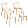 ID MARKET - Lot de 4 chaises scandinaves FREJA bicolore blanc et bois pour salle à manger - vignette