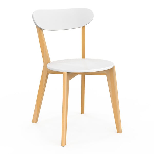 ID MARKET - Lot de 4 chaises scandinaves FREJA bicolore blanc et bois pour salle à manger - large