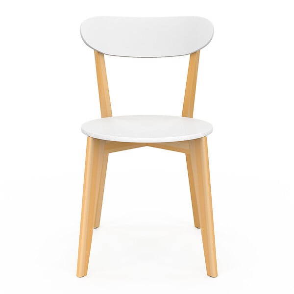 ID MARKET - Lot de 4 chaises scandinaves FREJA bicolore blanc et bois pour salle à manger - large