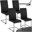 TECTAKE - Ensemble 4 chaises de salle à manger Rembourrées aspect cuir noir - vignette
