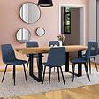 ID MARKET - Lot de 6 chaises MIRA en tissu bleu pour salle à manger - vignette