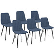 ID MARKET - Lot de 6 chaises MIRA en tissu bleu pour salle à manger - vignette