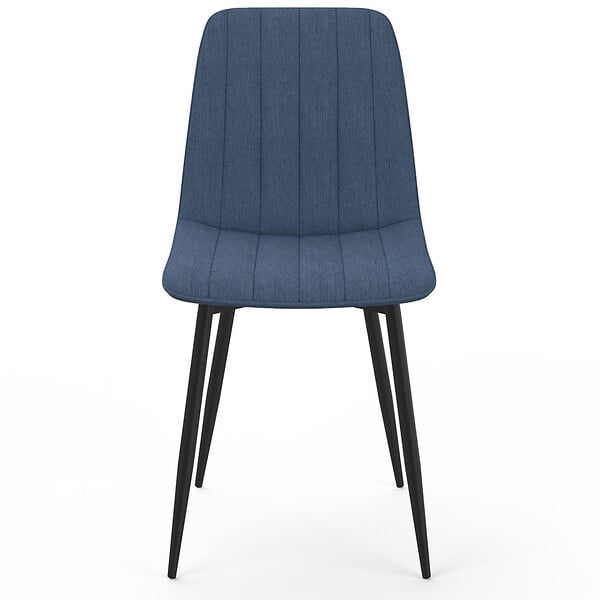 ID MARKET - Lot de 6 chaises MIRA en tissu bleu pour salle à manger - large