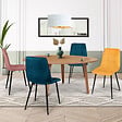 ID MARKET - Lot de 4 chaises MILA en velours mix color bleu x2, jaune ocre, rose - vignette