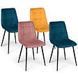 ID MARKET - Lot de 4 chaises MILA en velours mix color bleu x2, jaune ocre, rose - vignette