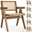 TECTAKE - Lot 6 chaises de salle à manger cannage viennois boho chêne clair - vignette