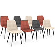 ID MARKET - Lot de 8 chaises MILA en velours mix color terracotta x3, gris foncé x2, et beige x3 - vignette