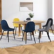 ID MARKET - Lot de 6 chaises DALI en velours mix color bleu, gris foncé, gris clair et jaune - vignette