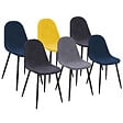 ID MARKET - Lot de 6 chaises DALI en velours mix color bleu, gris foncé, gris clair et jaune - vignette