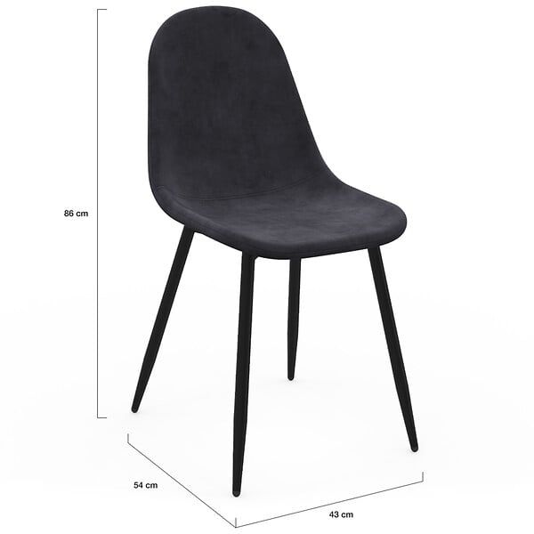 ID MARKET - Lot de 6 chaises DALI en velours mix color bleu, gris foncé, gris clair et jaune - large
