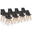 ID MARKET - Lot de 8 chaises scandinaves SARA noires pour salle à manger - vignette
