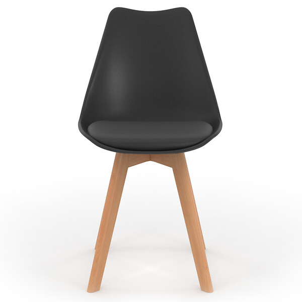 ID MARKET - Lot de 8 chaises scandinaves SARA noires pour salle à manger - large
