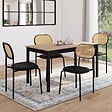 ID MARKET - Lot de 4 chaises vintage CLOTILDE en métal noir et dossier cannage pour salle à manger - vignette