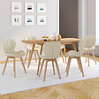 ID MARKET - Lot de 6 chaises ROBINE en tissu beige pour salle à manger - vignette