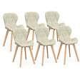 ID MARKET - Lot de 6 chaises ROBINE en tissu beige pour salle à manger - vignette