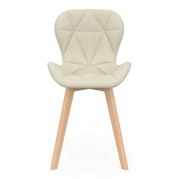ID MARKET - Lot de 6 chaises ROBINE en tissu beige pour salle à manger - large