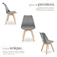 TECTAKE - Lot 6 chaises salle à manger style scandinave forme ergonomique gris - vignette