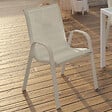 ID MARKET - Lot de 6 chaises de jardin LYMA métal et textilène empilables beige - vignette