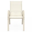ID MARKET - Lot de 6 chaises de jardin LYMA métal et textilène empilables beige - vignette