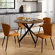 ID MARKET - Lot de 4 chaises ISAURE marron avec coutures et pied métal noir - vignette