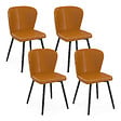 ID MARKET - Lot de 4 chaises ISAURE marron avec coutures et pied métal noir - vignette